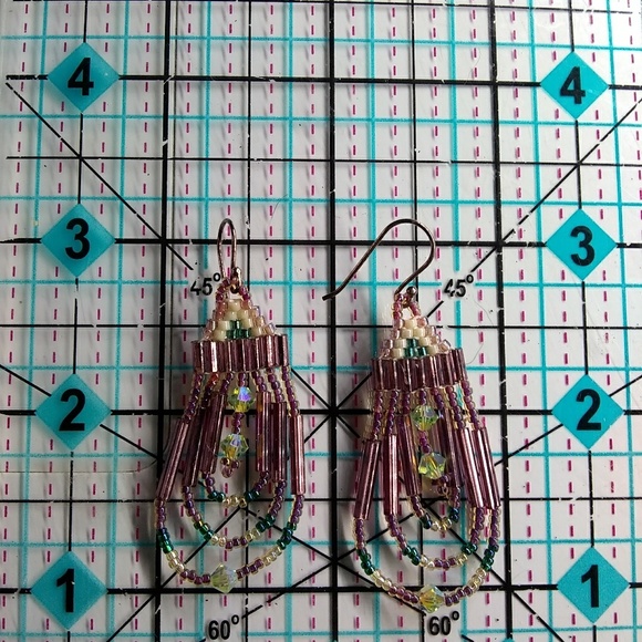 JRW Handmade Purple Swarovski Beaded Earrings - Picture 4 of 8